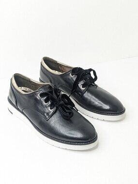Johnston & Murphy Payson Lace-up Oxford Shoes Black Leather Women's 7.5